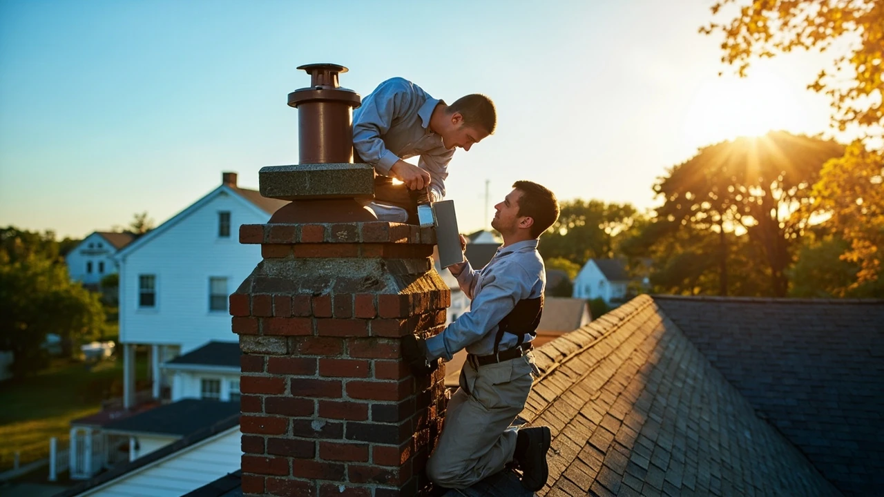 Chimney company Bellmore crew inspecting a residential chimney